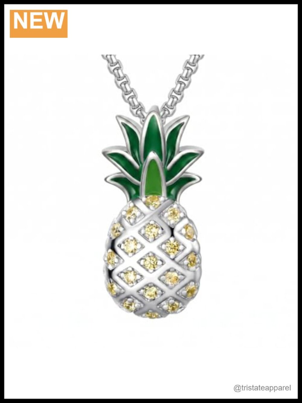 Pineapple Pendant Necklace White Gold Tone Plated Zircon Women Jewelry Gift